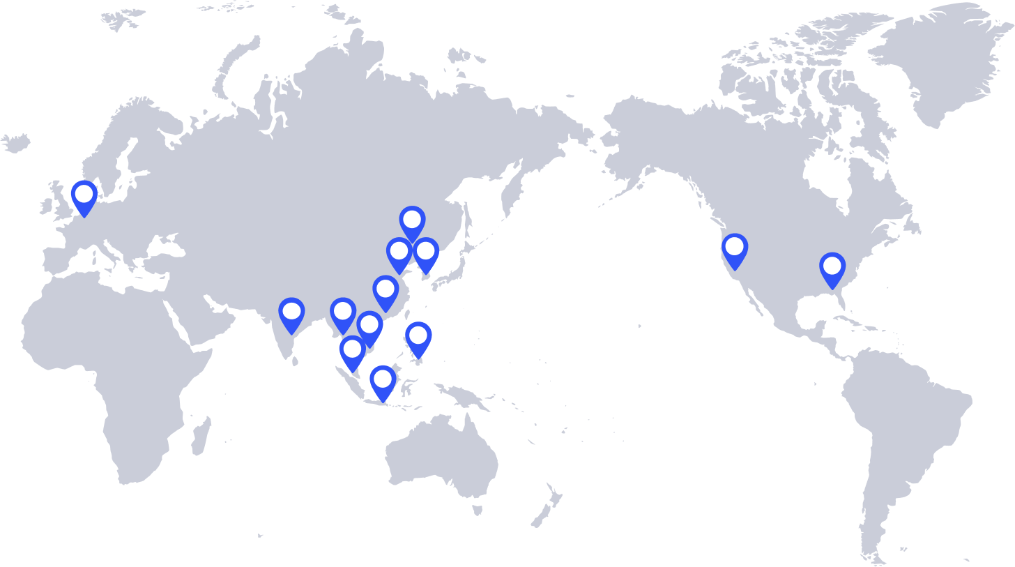 拠点位置を示した世界地図